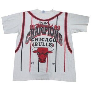 Vintage Chicago Bulls 1993 World Champions Striped XL T-Shirt Salem White - USA